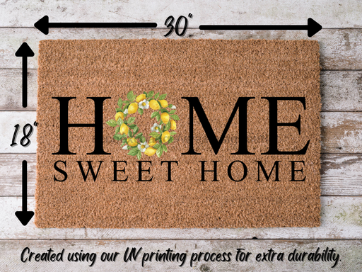 Funny Doormat, Coir Doormat, Welcome Mat, Housewarming Gift, Home Sweet Home Doormat, Front Door Doormat, Lemon Wreath Doormat, New Homeowner Gift DECOE-CM-136 - DecoExchange®