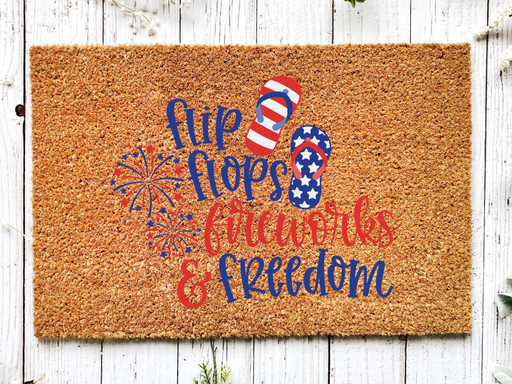 Funny Doormat, Coir Doormat, Welcome Mat, Housewarming Gift, July 4th Doormat, Front Door Doormat, Flipflops, Fireworks, and Freedom Doormat, New Homeowner Gift DECOE-CM-117 - DecoExchange®