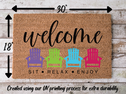 Funny Doormat, Coir Doormat, Welcome Mat, Housewarming Gift, Welcome Sit Relax Enjoy Doormat, Beach Chairs Front Door Doormat, Welcome Doormat, New Homeowner Gift DECOE-CM-106 - DecoExchange®