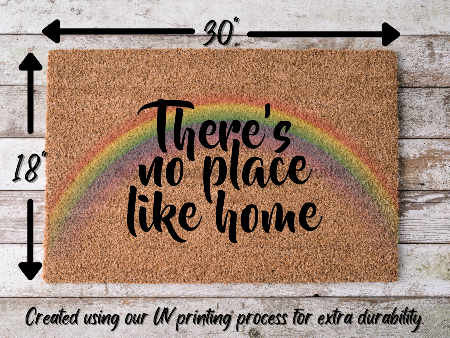 Funny Doormat, Coir Doormat, Welcome Mat, Housewarming Gift, There's no place like home Doormat, Rainbow Front Door Doormat, Welcome Doormat, New Homeowner Gift DECOE-CM-082 - DecoExchange®