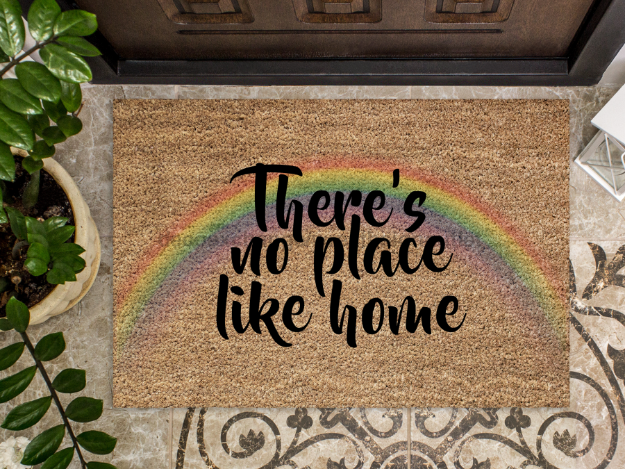 Funny Doormat, Coir Doormat, Welcome Mat, Housewarming Gift, There's no place like home Doormat, Rainbow Front Door Doormat, Welcome Doormat, New Homeowner Gift DECOE-CM-082 - DecoExchange®