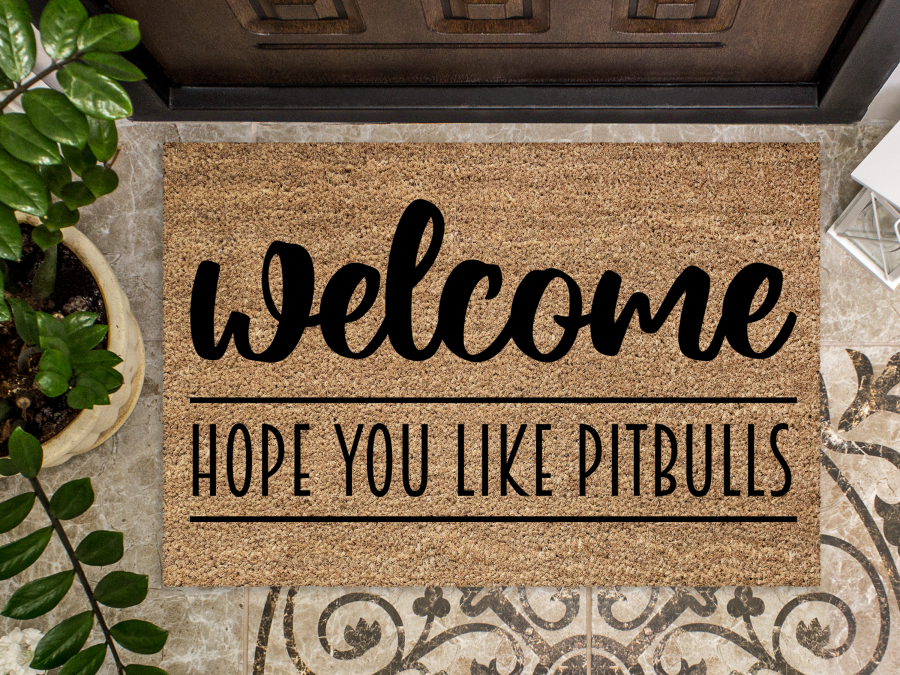 Funny Doormat, Coir Doormat, Welcome Mat, Housewarming Gift, Warning, Hope You Like Pitbulls Doormat, Front Door Doormat, Dog Doormat, New Homeowner Gift DECOE-CM-138 - DecoExchange®