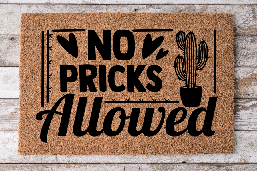 No Pricks Allowed - Funny - 30x18" Coir Door Mat - DECOE-CM-004 - DecoExchange