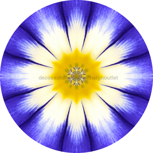 Geometric Flower Center Blue Decoe-W-Fc-0009 6 Wood