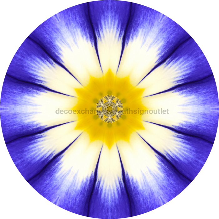 Geometric Flower Center Blue Decoe-W-Fc-0009 6 Wood