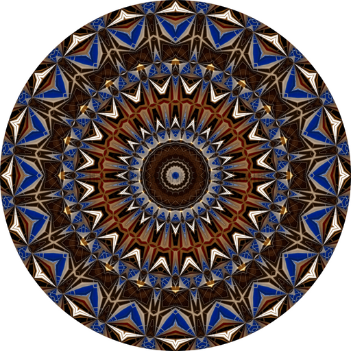 Geometric Flower Center Brown And Blue Decoe-W-Fc-0001 6 Wood