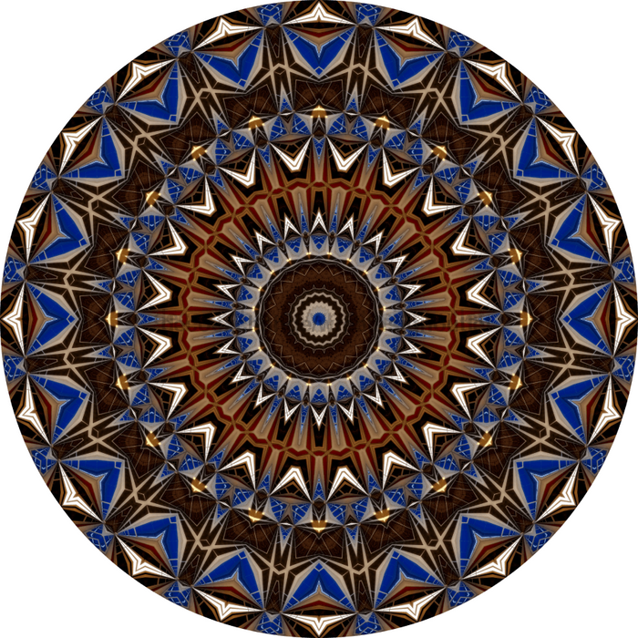 Geometric Flower Center Brown And Blue Decoe-W-Fc-0001 6 Wood