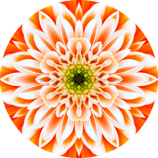 Geometric Flower Center Orange Decoe-W-Fc-0006 6 Wood
