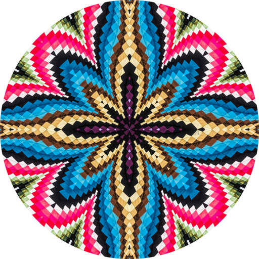 Geometric Flower Center Pink Brown And Blue Decoe-W-Fc-0002 6 Wood