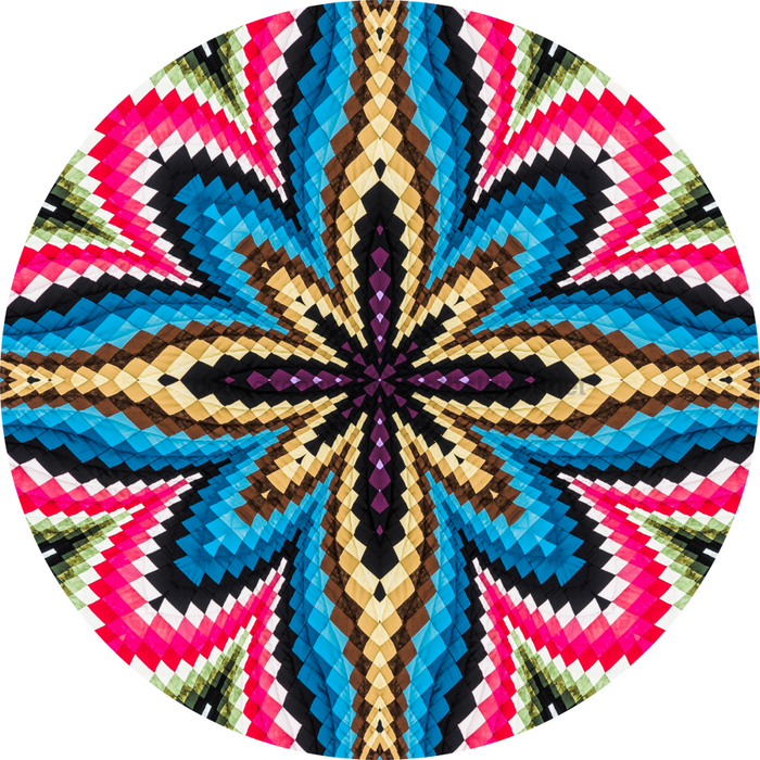 Geometric Flower Center Pink Brown And Blue Decoe-W-Fc-0002 6 Wood