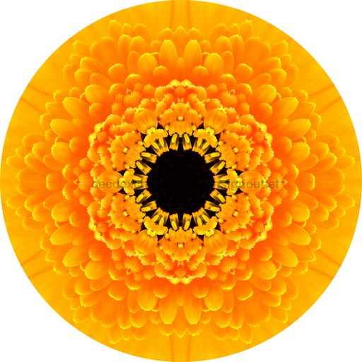 Geometric Flower Center Yellow Decoe-W-Fc-0008 6 Wood