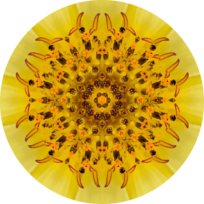 Geometric Flower Center Yellow Decoe-W-Fc-0015 6 Wood