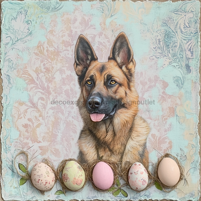 German Shephard Sign, Dog Sign, DCO-13494, Sign For Wreath, 10x10" Metal Sign