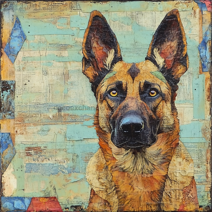 German Shephard Sign, Dog Sign, DCO-13499, Sign For Wreath, 10x10" Metal Sign