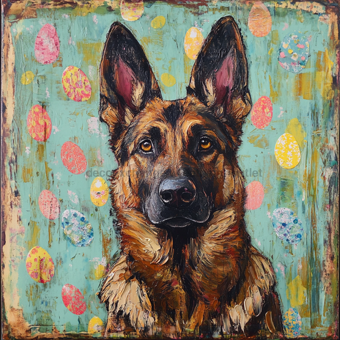 German Shephard Sign, Dog Sign, DCO-13501, Sign For Wreath, 10x10" Metal Sign