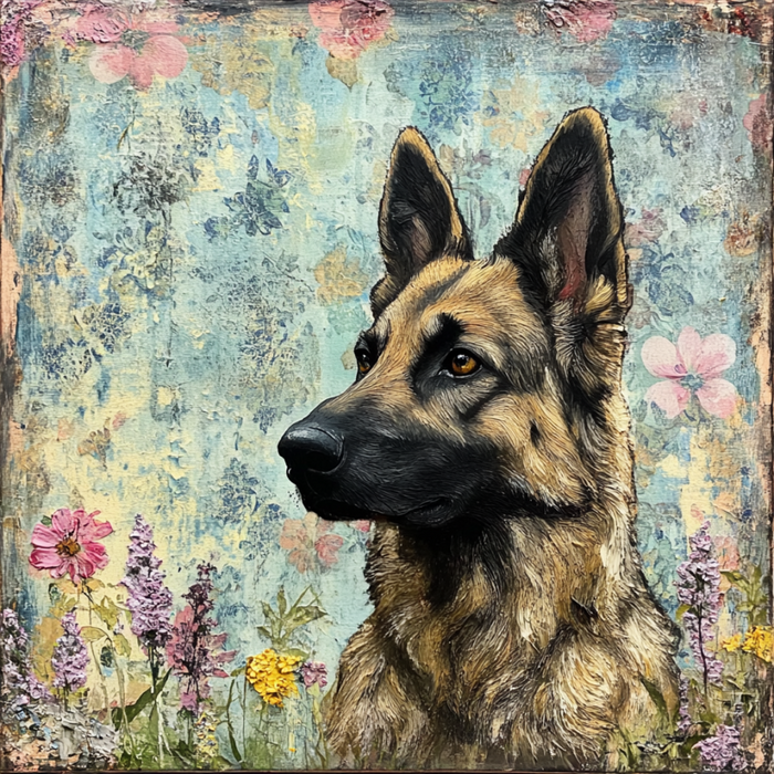 German Shephard Sign, Dog Sign, DCO-13509, Sign For Wreath, 10x10" Metal Sign