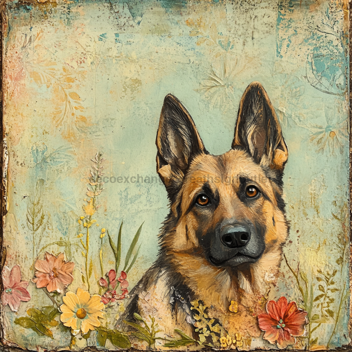 German Shephard Sign, Dog Sign, DCO-13511, Sign For Wreath, 10x10" Metal Sign