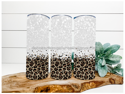 Glitter Leopard Tumbler, 20 oz Skinny Tumbler DECOETUMBLER-136 - DecoExchange