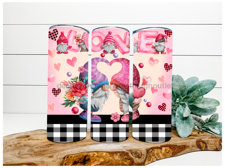 Gnome Love Valentine Tumbler 20 oz Skinny Tumbler DECOETUMBLER-146 - DecoExchange