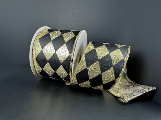 Gld Metlc/Blk Harlqn 2.5’’X10Y 78513-40-21 Ribbon