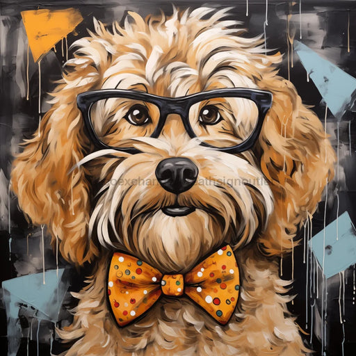 Goldendoodle With Glasses Sign Funny Animal Wall Art Dco-01173 For Wreath 10X10 Metal