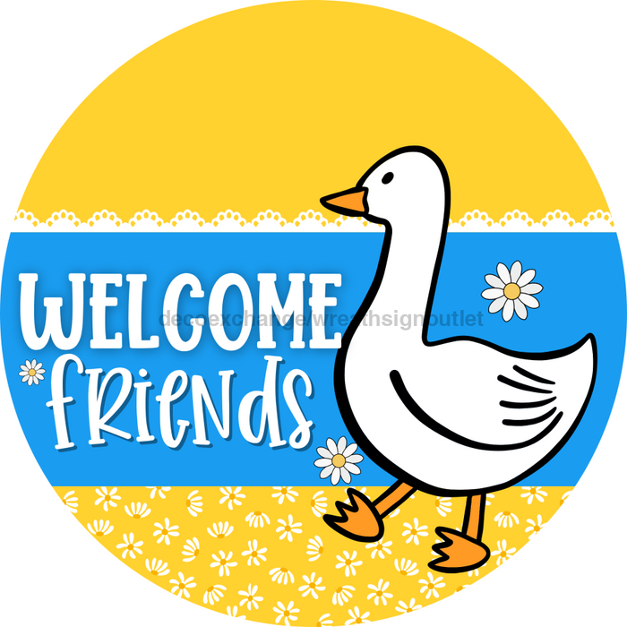 Goose Sign Porch Goose Welcome Friends DCO-13681-DH 18’’ Wood Sign 18’’ Door Hanger