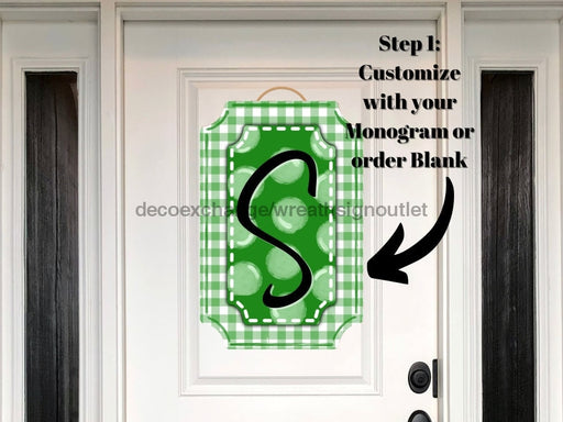 Green Last Name Initial Sign Welcome Custom Decoe-W-177-Dh For Wreath Round 22 Wood Cutout S Door