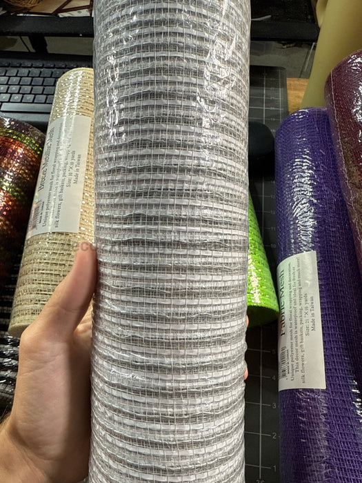 Grey Fabric Mesh/Wht Lines 21’’X10Y XB1020-16 Mesh
