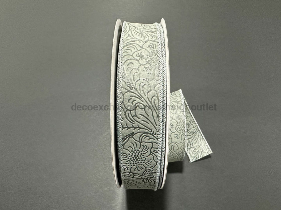 Grey Flower Embossed 1.5’X50Y 984209 - 16C Ribbon