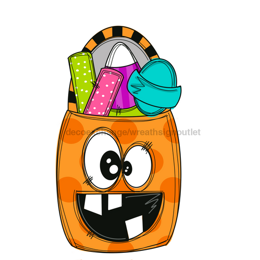 Halloween Candy Bucket Door Hanger Mj-W-00037 22’ Wood
