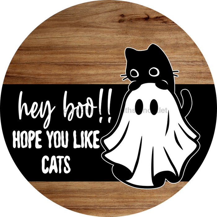 Halloween Cat Sign DCO-102774-DH, Sign For Wreath, 18" Door Hanger