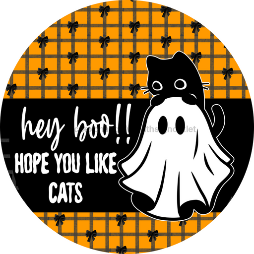 Halloween Cat Sign DCO-102776-DH, Sign For Wreath, 18" Door Hanger