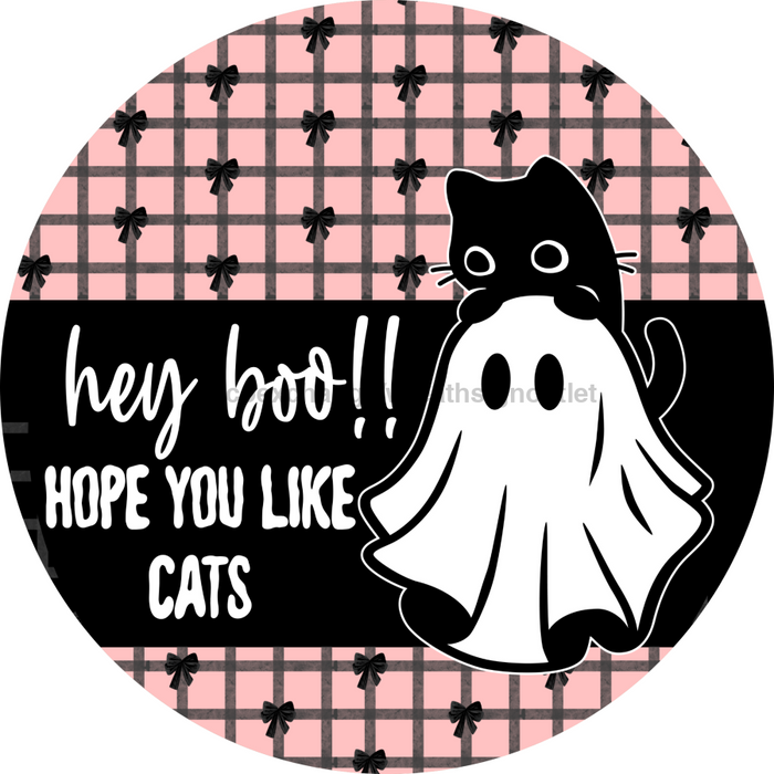 Halloween Cat Sign DCO-102778-DH, Sign For Wreath, 18" Door Hanger