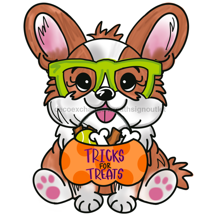 Halloween Dog Corgi Door Hanger Mj-W-00076-Dh 22’ Wood