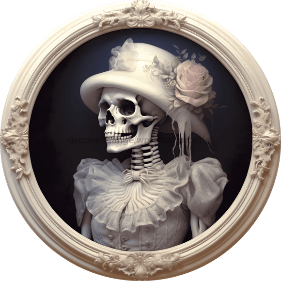 Halloween Door Hanger, 3D Skeleton Bride, DECOE-4635, Sign For Wreath, 18