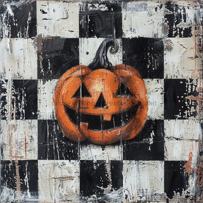 Halloween Pumpkin Sign, DCO-102567, Sign For Wreath, 10x10in Metal Sign