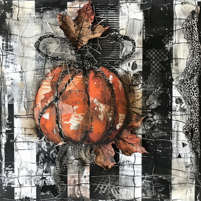 Halloween Pumpkin Sign, DCO-102572, Sign For Wreath, 10x10in Metal Sign