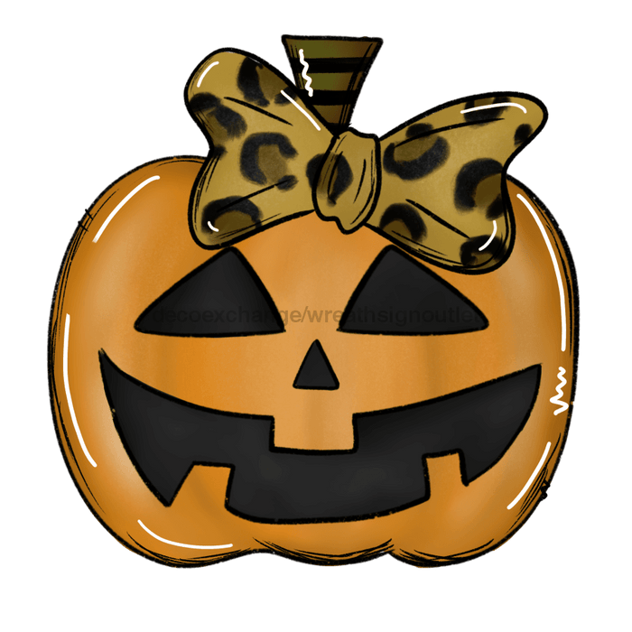 Halloween Pumpkin, Pumpkin with a Bow, wood sign, DECOE-W-018 - DecoExchange®