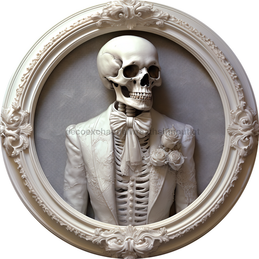 Halloween Sign 3D Skeleton Decoe-4606 Door Hanger 18 Wood Round