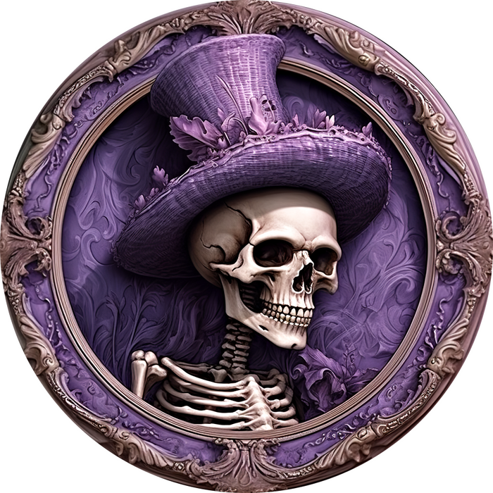 Halloween Sign 3D Skeleton Decoe-4610 Door Hanger 18 Wood Round