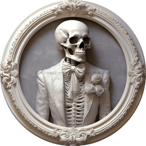 Halloween Sign 3D Skeleton Decoe-4606 Wreath 8 Metal Round