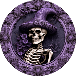 Halloween Sign 3D Skeleton Decoe-4615 Wreath 8 Metal Round