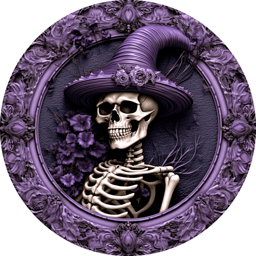 Halloween Sign 3D Skeleton Decoe-4615 Wreath 8 Metal Round