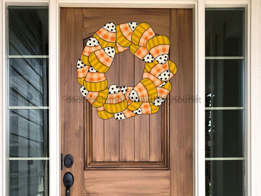 Halloween Sign Candy Corn Wreath Cute Wood Sign Cr-W-086-Dh 22 Door Hanger