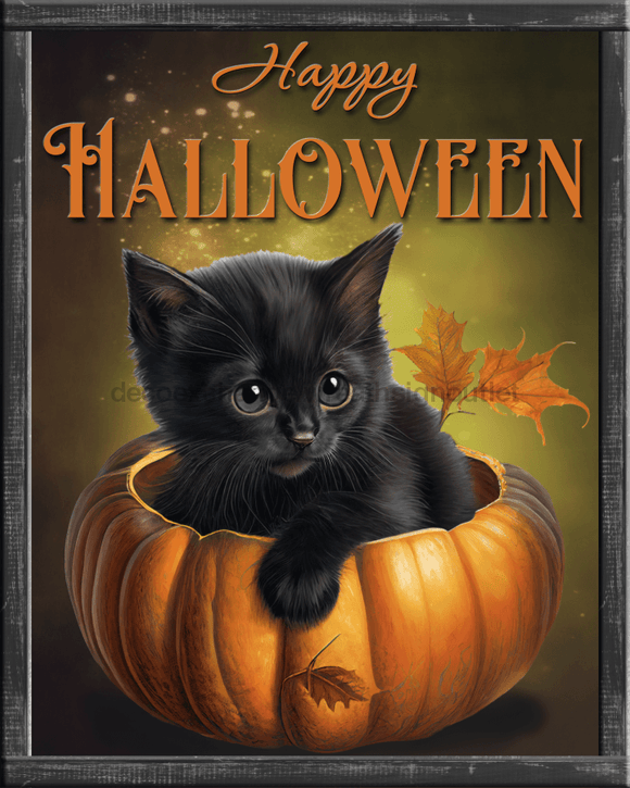 Halloween Sign Cat Decoe-4580 For Wreath 8X10 Metal 10