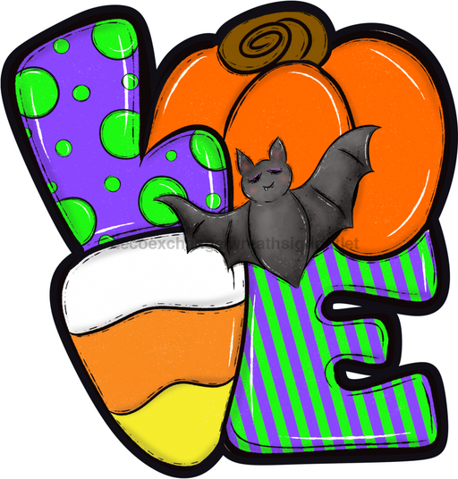 Halloween Sign, Love Halloween wood sign, DECOE-W-90083, 22" Door Hanger - DecoExchange®