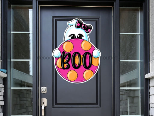 Halloween Sign, Pink Halloween, Boo wood sign, PCD-W-102, 22" Door Hanger - DecoExchange®