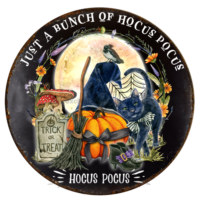 Halloween Sign Rustic Decoe-4592 Door Hanger 18 Wood Round