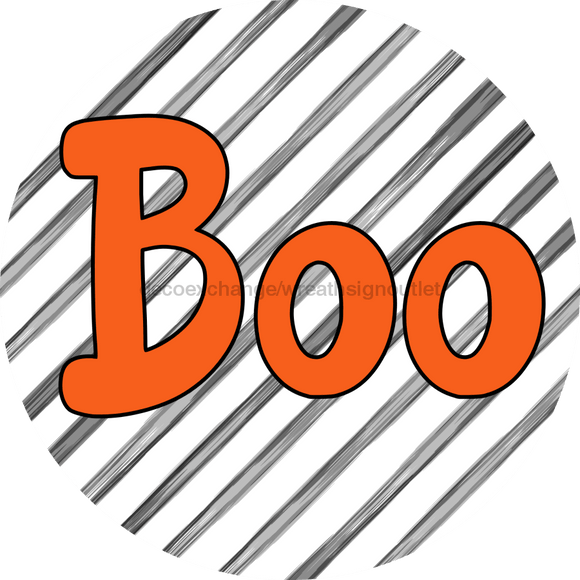 Halloween Sign Simple Boo Decoe-4495 Door Hanger 18 Wood Round