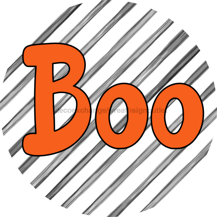 Halloween Sign Simple Boo Decoe-4495 Door Hanger 18 Wood Round